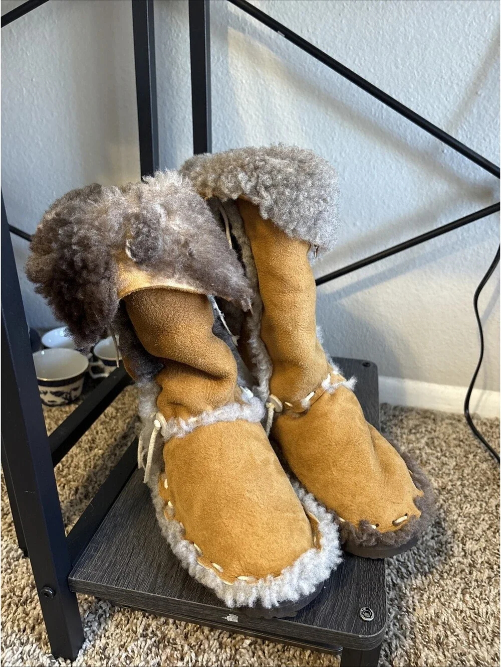 Malibu Cowboy Boots Handmade Leather USA Size 6 Sherling Birkenstock Outsole